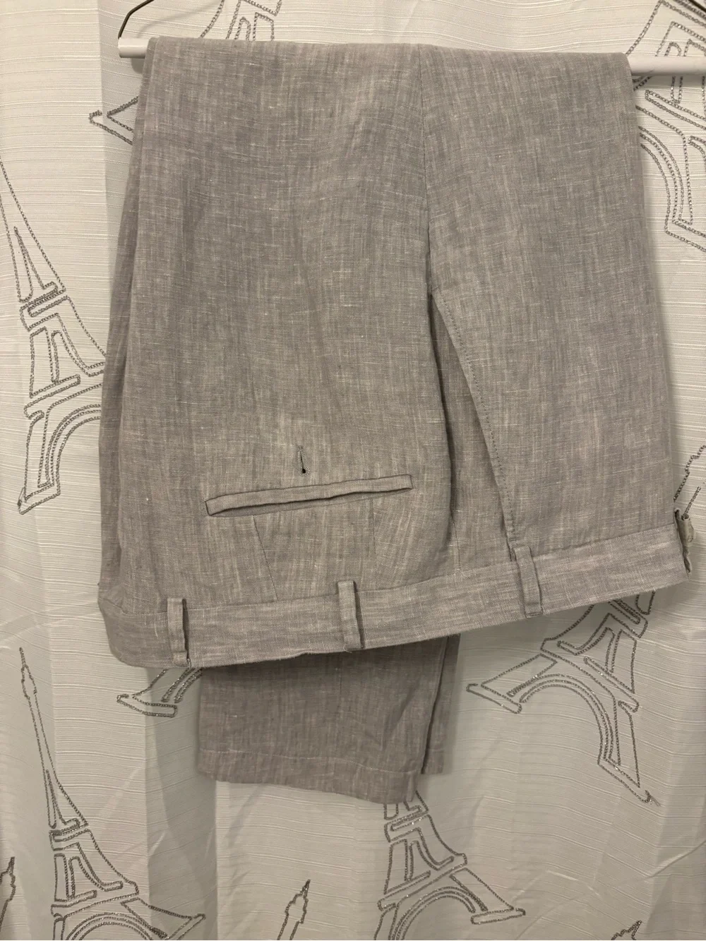 Bar III Light Gray Linen-Blend Dress Pants